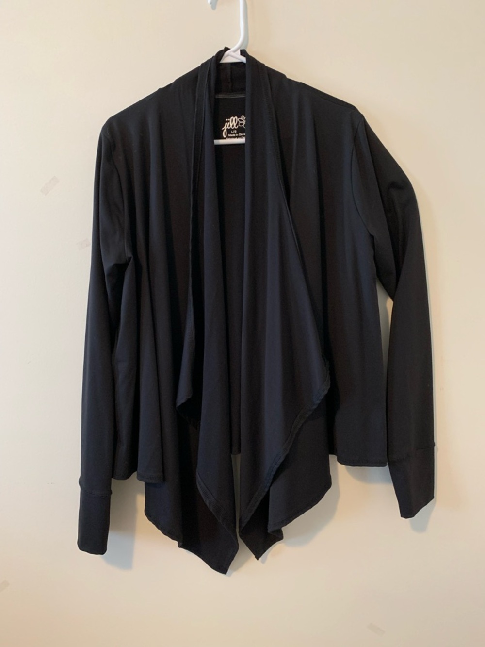 Jill Black Draped yoga Hi/low jacket wrap Top